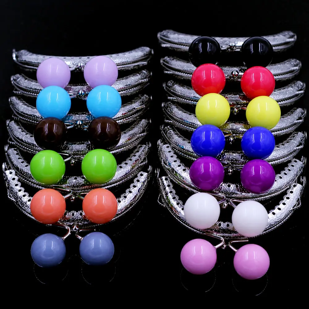 10Pcs Kiss Clasps Lock Clips For Wallet Coin Purse Bag Round Candy Colorful Resin Lotus Lace DIY Finding 8.5cm