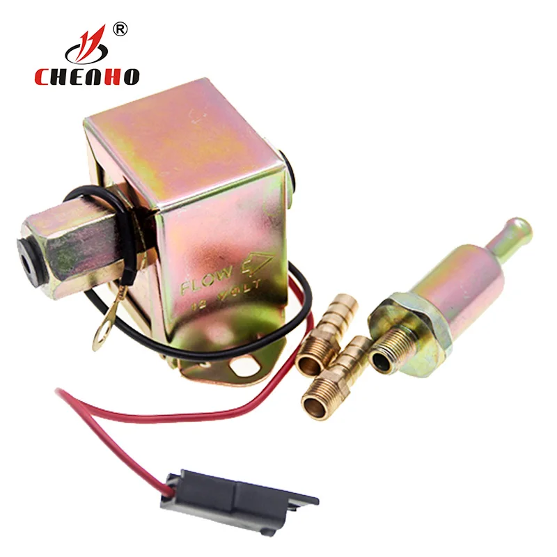 12V red top square electric fuel pump with plug with copper coil 40106 P502 12V low pressure fuel pump for carburetor for F-ORD