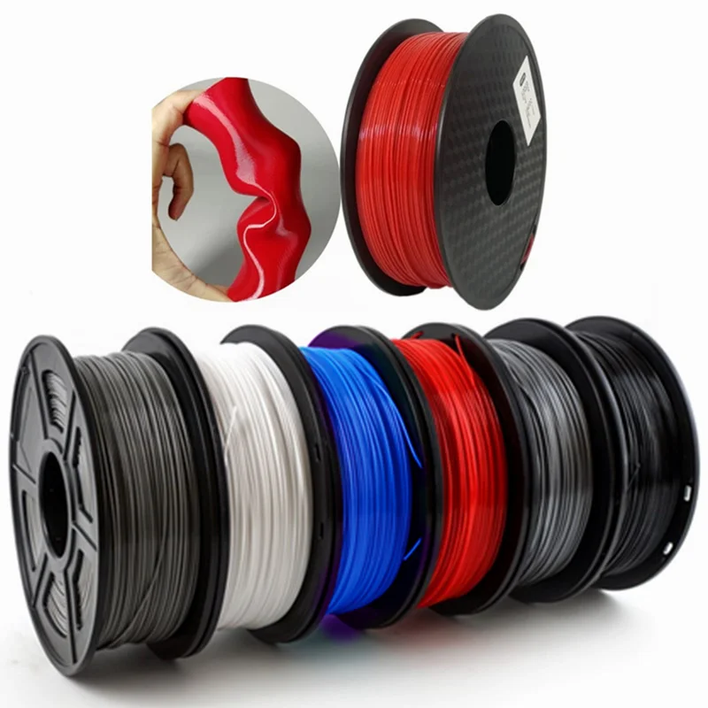 3D Printer Filament 1.75mm 1KG TPU Red Yellow Flexible Filament 3D Plastic Printing Filament Printing Materials Gray Black Blue