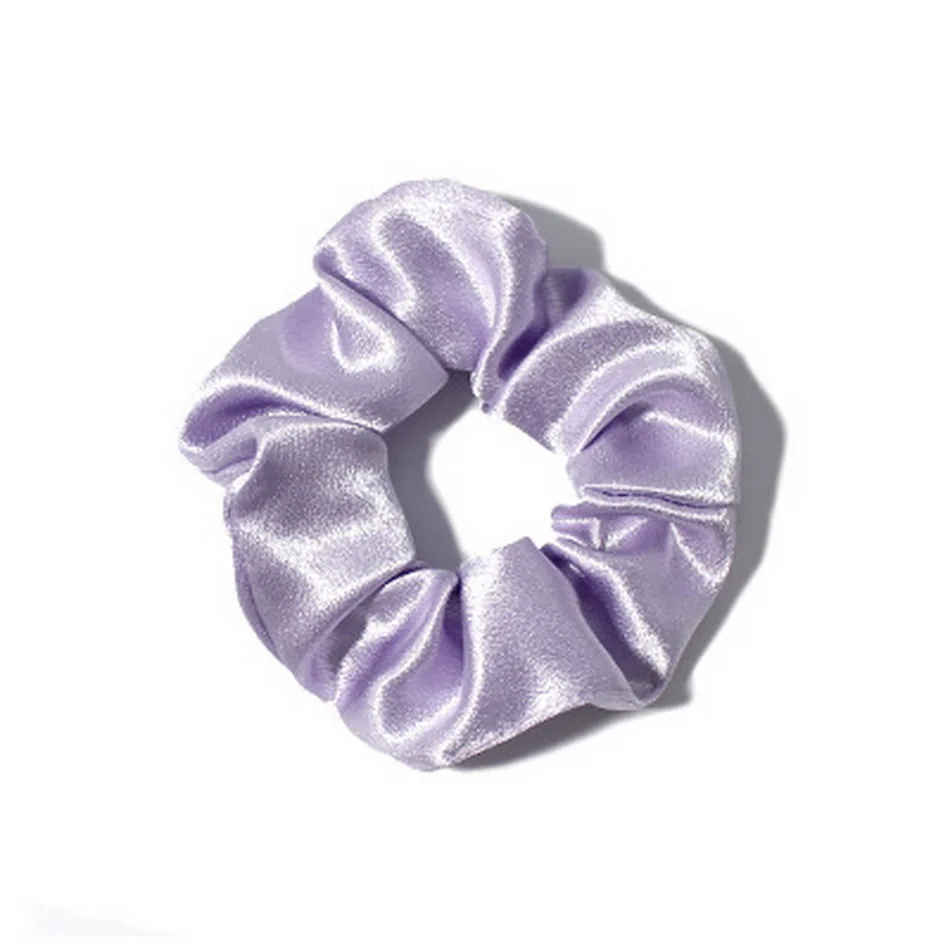 Girl Elastic Silk Scrunchie Women Ruban Satin Purple Hair Bands Black Crunchy Hair Ties Gum Ponytail Holder Chouchou Accessory