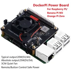 DockerPi Power Board Cooling Fan Protective Expansion Board with IR Remote Control for Raspberry Pi Banana Pi M3 Orange Pi Zero
