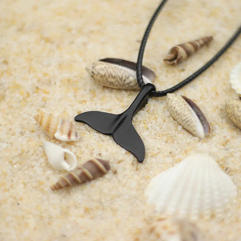 Hiphop Rock Ocean Animal Necklace For Men Student Black Silver Color Tail Pendant Necklace Beach Jewelry Gift For Husband