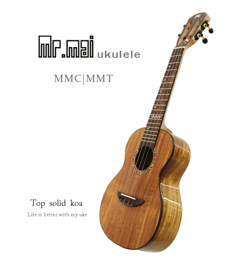 Mr.mai MM-C/MM-T Concert/Tenor Ukulélé 23 inch 26 inch Ukulele Solid Koa Wood Gloss Finish Mini Hawaii Guitar With Hard Case