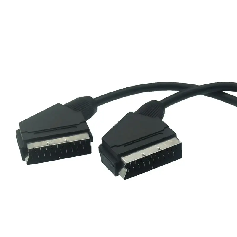 Ligne péritel standard européenne, câble d'extension audio et vidéo, tête de balai, 21 broches, mâle à mâle, 1.5 m