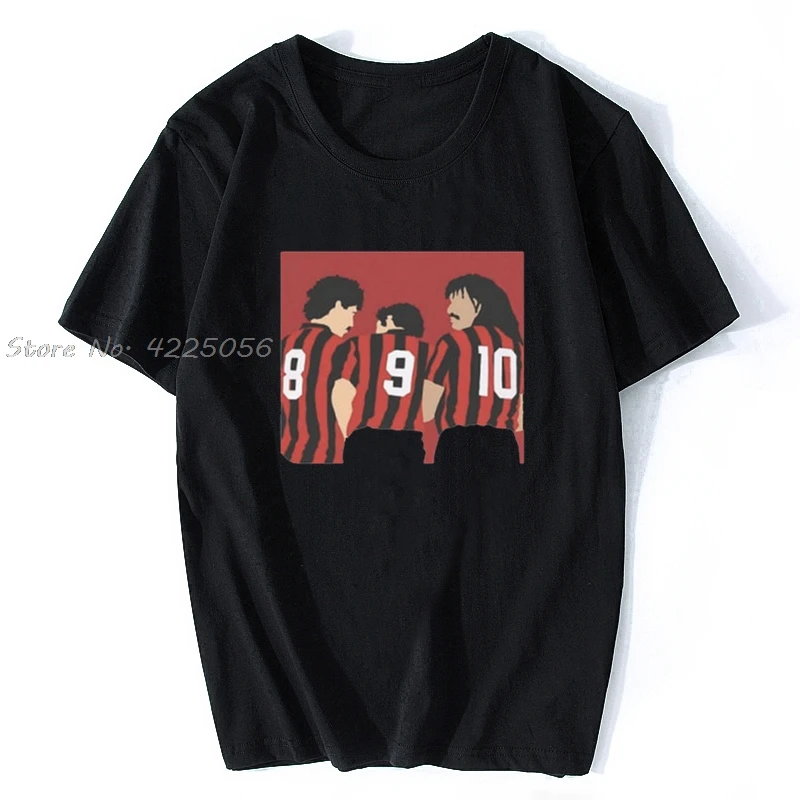 Tops T Männer Baumwolle T Shirt Trio Dutch Van Basten Gullit Rijkaard Milan Jahre 80er T-Shirt Streetwear Casual