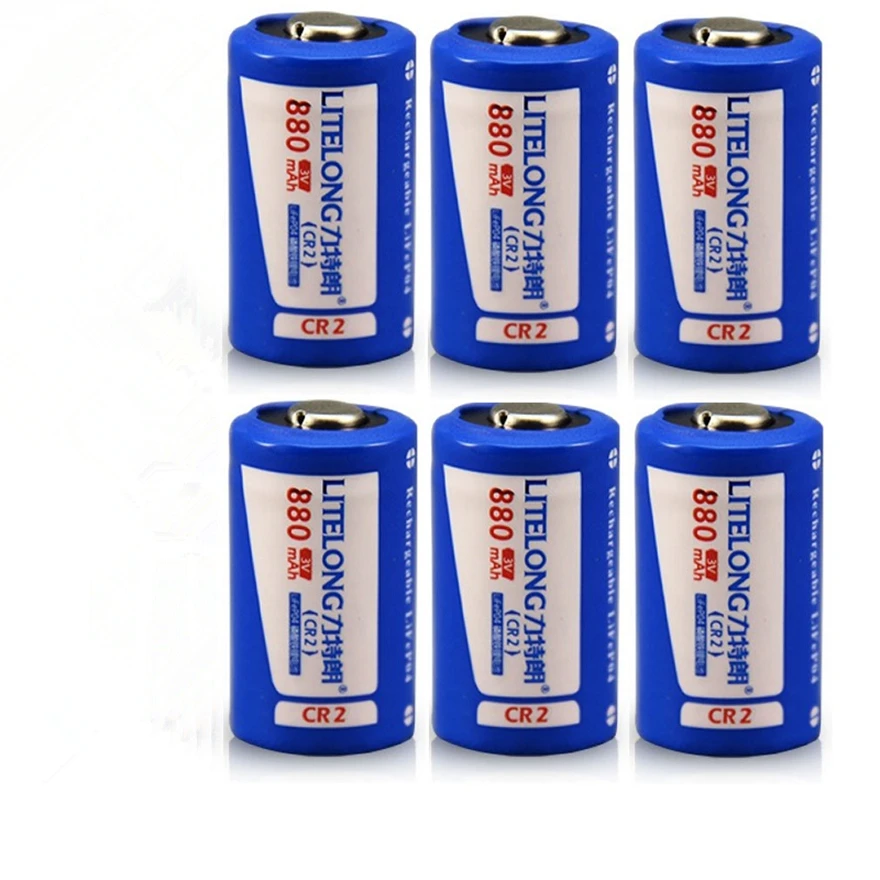 

6pcs/lot High quality 3V 880mAh CR2 rechargeable battery 3V rechargeable lithium battery camera battery