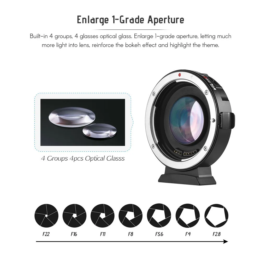 EF-M2 Auto Focus Lens Mount Adapter 0.71X for Canon EOS EF Lens to Micro Four Thirds (MTF, M4/3) Camera