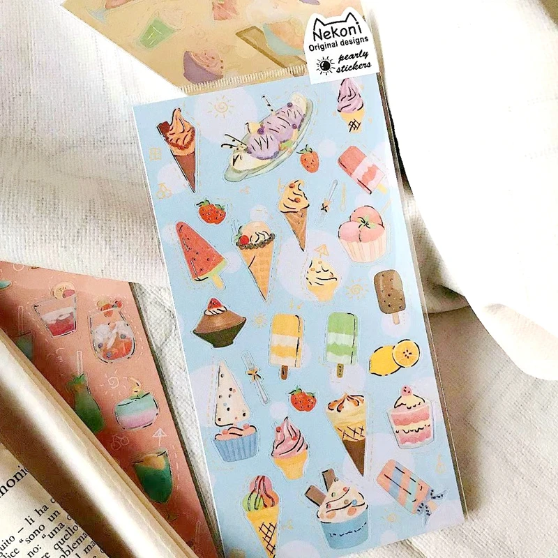 Słodkie ciasto Gelato naklejki estetyczne Scrapbooking materiał śmieci Journal naklejka dekoracyjna słodycze DIY zapasy rzemieślnicze biurowe