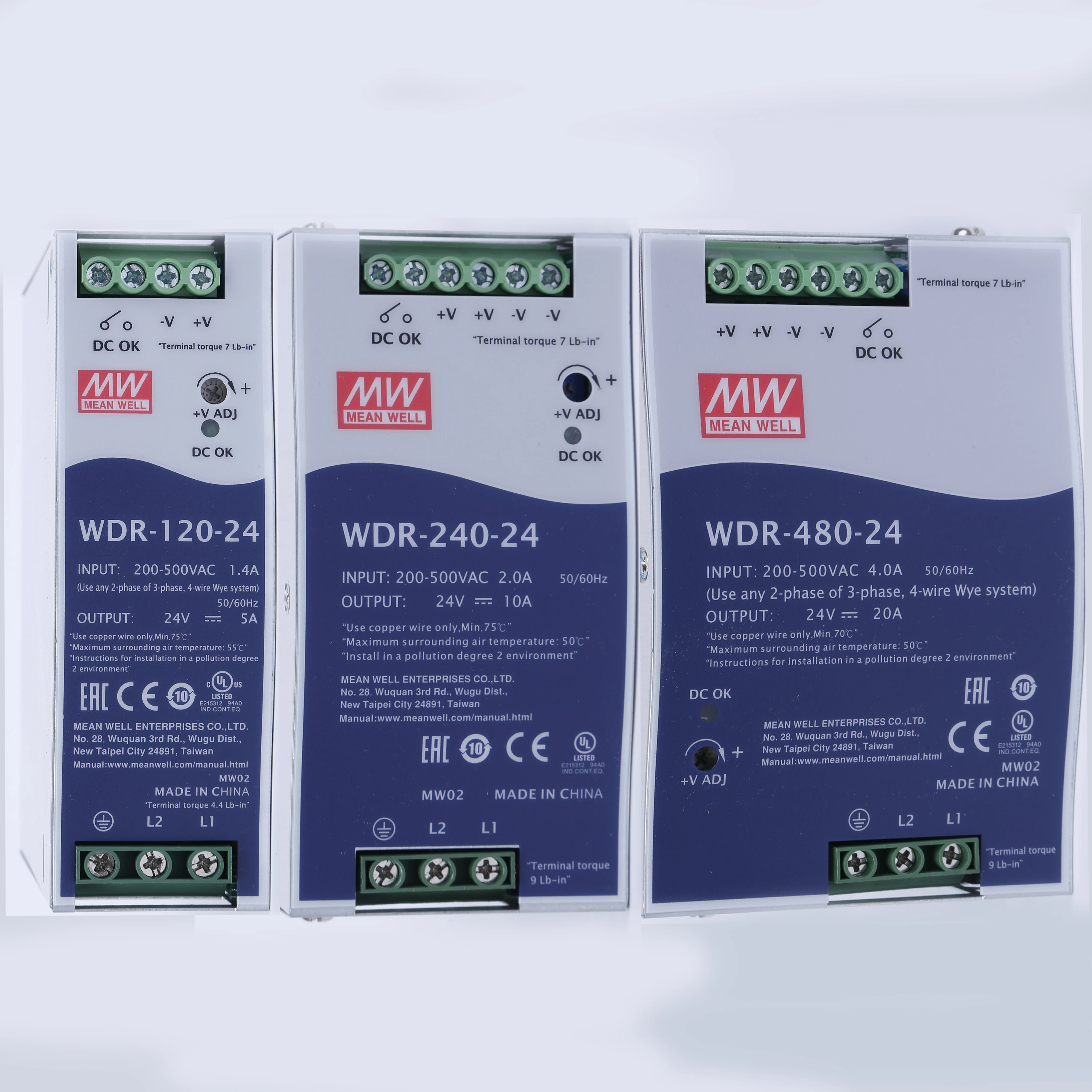 

(Meanwell)WDR-60/120/240/480 Вт промышленный источник питания на DIN-рейку с релейным контактом постоянного тока ОК, переменный ток, 5/12/24/48 В, оригинал