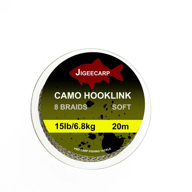 JIGEECARP 1PC Carp Fishing Line Braided Hooklink Soft Rig 15 25 35LB Braid Camo Carp Line For Hair Rig Carp Fishing Tackle