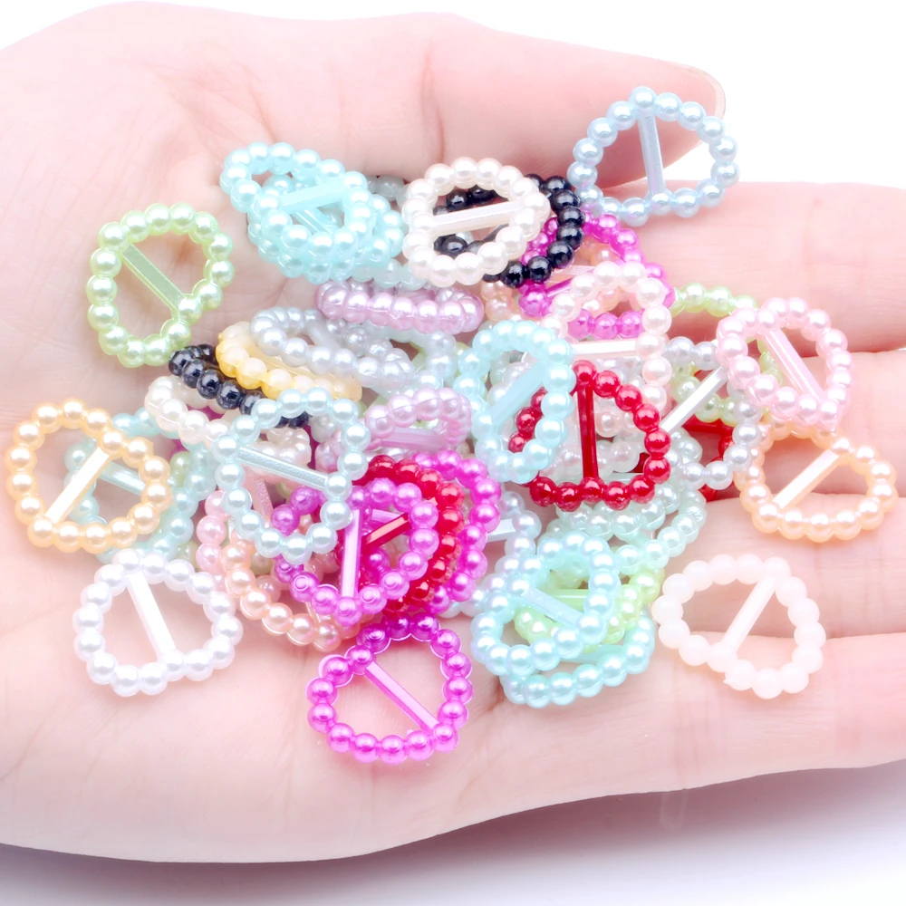 

1000pcs 16x15mm 8mm Inner Bar Heart Shape Buckle Pearls Many Colors Diamante Diy Crafts Jewelry Making Accessories