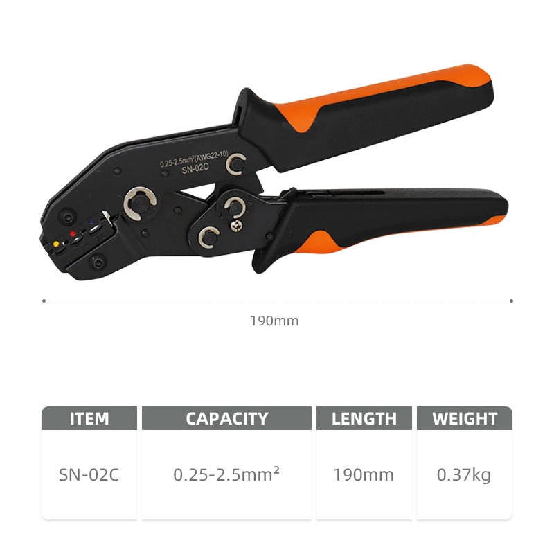 SN-02C mini hand Crimping Tool 0.25-2.5mm² Adjustable Crimper pliers with 280pcs Cable Lugs Assortment Kit wire crimp set