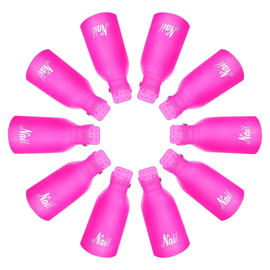 Acrílico unha polonês removedor, unha polonês removedor, manicure acessórios, cor-de-rosa, 10pcs