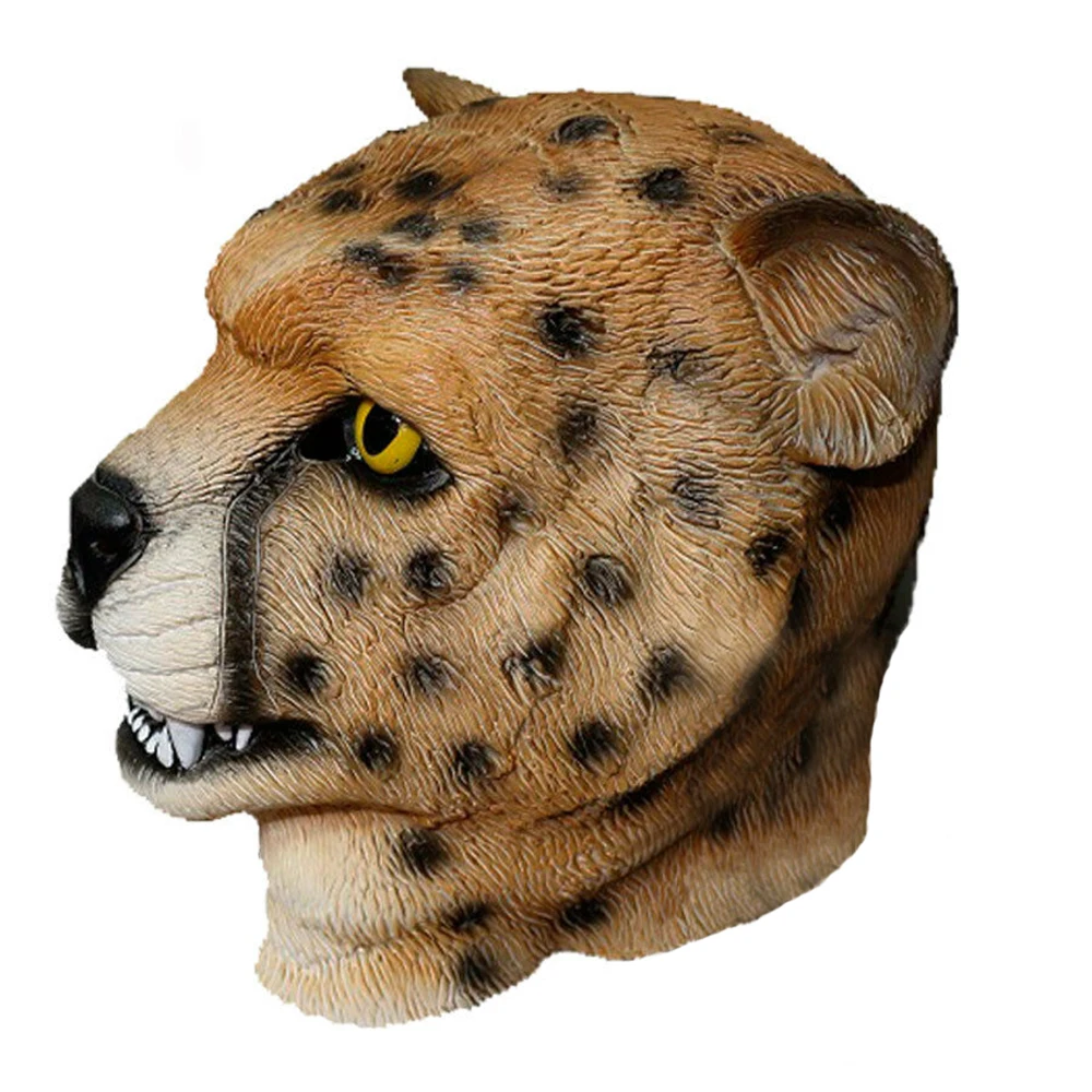 Latex Cheetah Mask Halloween Animal Large Cat Masquerade Mask Party Fancy Dress Props