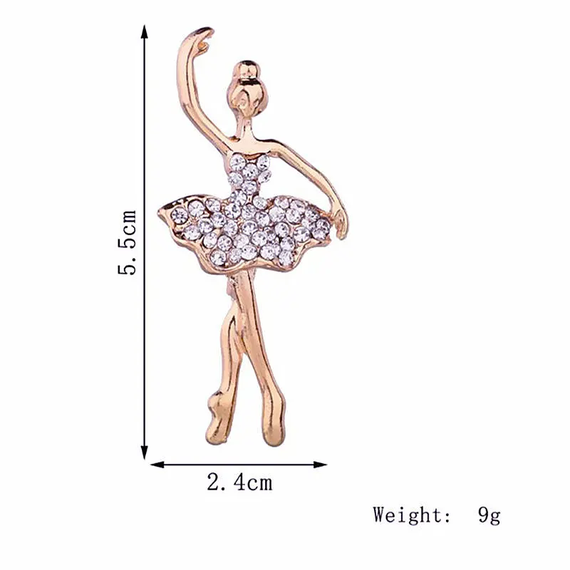 Fashion Shinning Crystal Dancing Girl Brooches Rhinestones Ballerina Brooch Pin Fashion Women\'s Decoration Pin