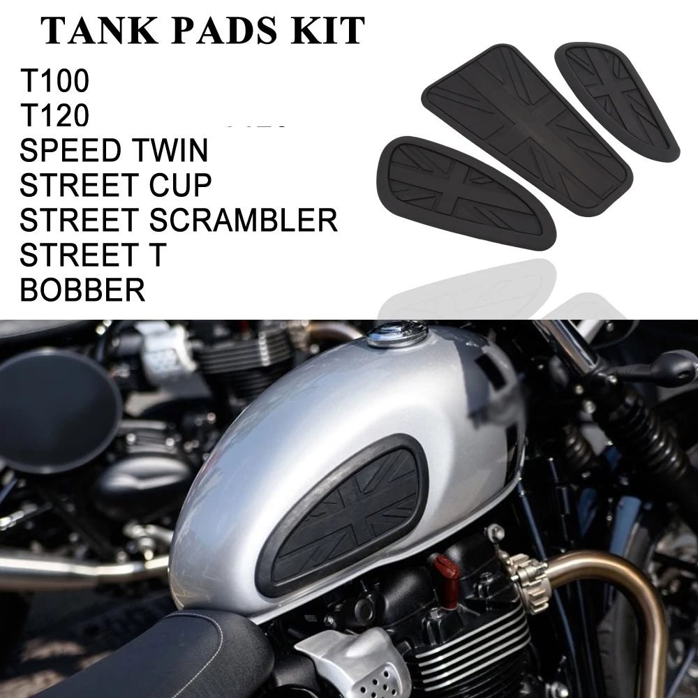 Almofada lateral do tanque de combustível da motocicleta, adesivos de borracha para Street Twin, Scrambler, Copa 900, 2019, 2018, 2017, 2016