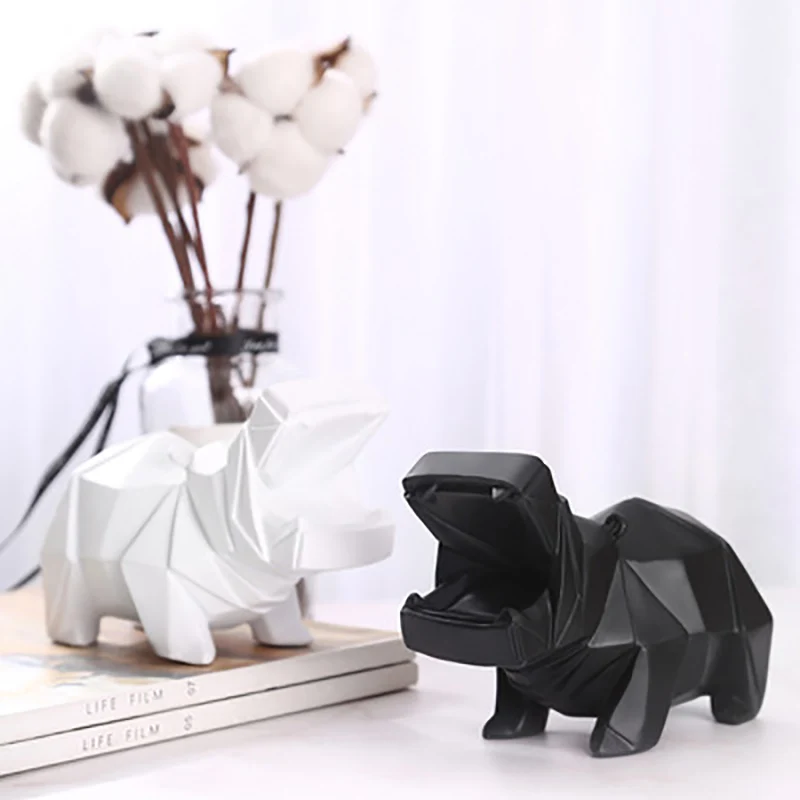 

Hippo Money Box Piggy Bank for Adults Children Nordic Room Decor Resin Animal Savings Box for Coins Banknotes Desk Accessories