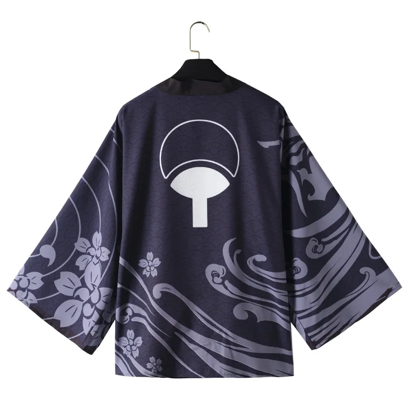 Anime nuevo Hokage Konoha Kakashi Madara Sasuke disfraces Cosplay Kimono Uchiha símbolo capa Haori adultos niños chaqueta cárdigan abrigo