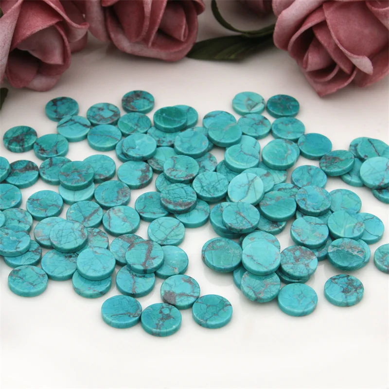 5pcs Dyed Howlite Imitation Turquoise Cabochons Disc Flat Round 8-20mm Natural Stone For Making Jewelry Ring Earings DIY Pendant