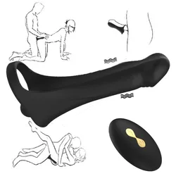 Wireless Double Penetration Vibrator Penis Strapon Dildo Vibrator Strap On Penis Anal Plug for Man Adult Sex Toys for Beginner