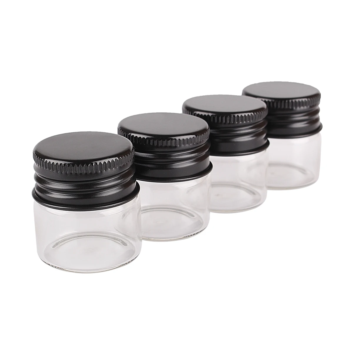 5pcs 10ml 30*30mm Glass bottles with Black Aluminum Caps Potion bottles Glass Jars Glass vessels Glass bottle for Wedding party