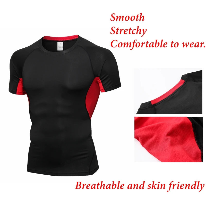 Mens Trainning T-shirts Quick Dry Men Sport T Shirts Workout Gym Training Shirt Fitness Tops Running Sportswear