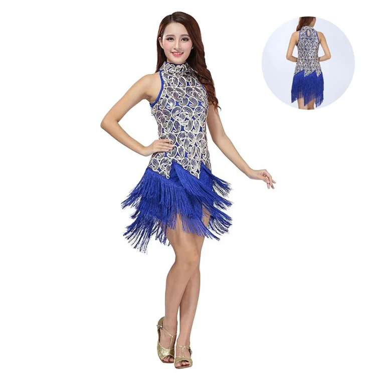 Vrouwen Kleurrijke Sexy Bling Latin Pailletten Jurk Ballroom Salsa Samba Rumba Tango Cha Cha Dans Prestaties Jurk