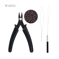 1pcs Pulling Needle+1pcs 2 Holes Plier +500pcs 3.0mm Silicone Nano Rings Hair Extensions Tool kit