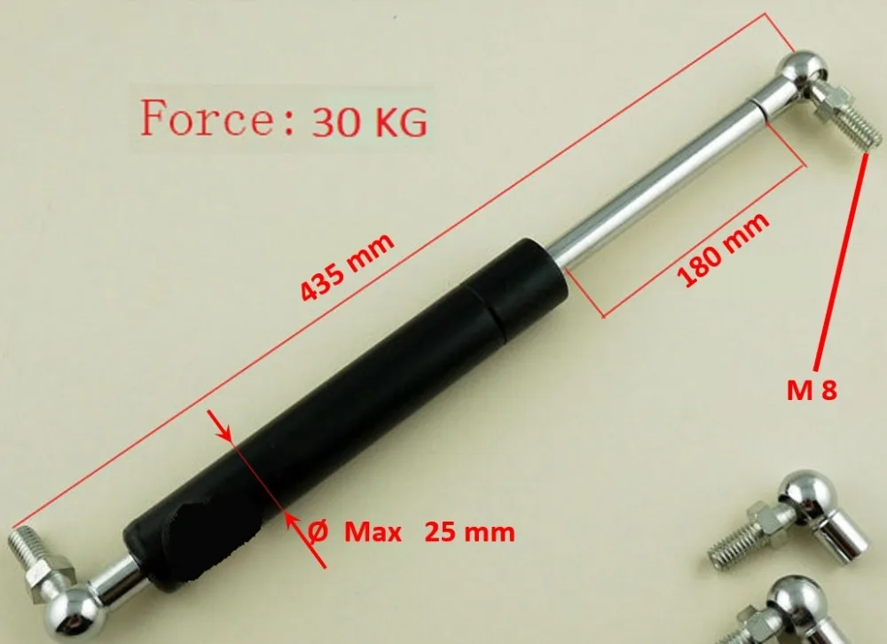 180Mm Stroke Force As You need Auto Gas Spring Damper Ball Gas Strut Shock Spring Lift Prop Automotive M8 Gas Spring 435mm 30Kg