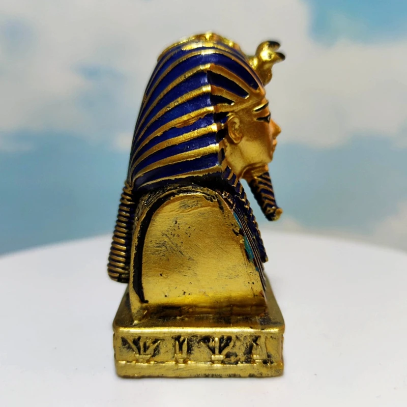 Vintage Egyptian Ancient Cleopatra Pharaoh Coffin Resin Figurine Retro Statue for Home Yoga Room Aquarium Decoration D10 21