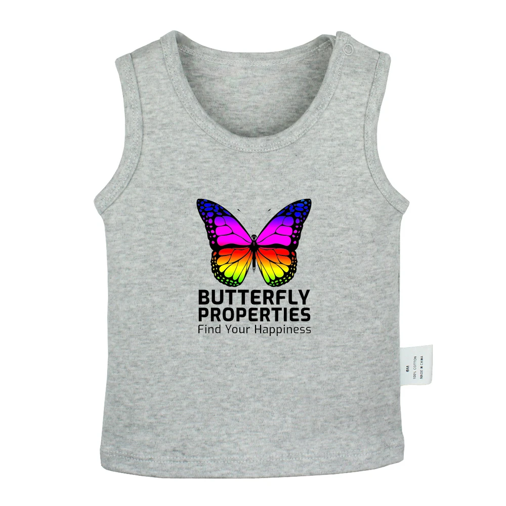 Butterfly Properties Find Your Happiness Chinese Dragon Totem Newborn Baby Tank Tops Toddler Vest Sleeveless Infant Clothes