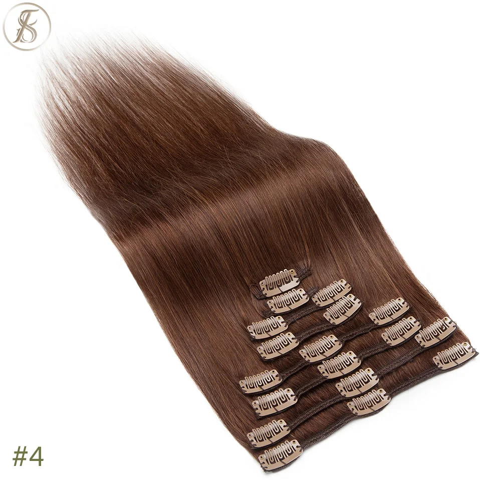 TESS 50-80g Natürliche Haar Extensions Clip In Menschliches Haar Extensions Gerade 8 teile/satz Vollen Kopf Dünne Highlight haar Clip Haarteil – Detail 10
