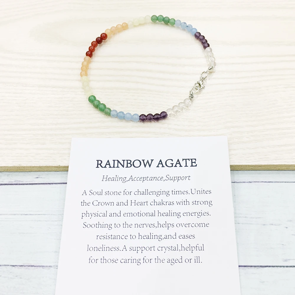 MG0149 Wholesale 7 Chakra Gemstone Mix Anklet 4 mm Mini Gem Stone Yoga Jewelry High Quality Handmade Gift Jewelry