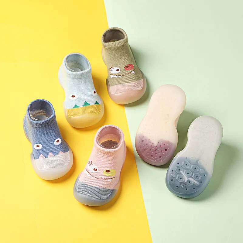 Children Anti-slip Shoes Newborn Baby Boy Girl Cotton Non-slip Floor Socks Rubber Sole Cartoon Indoor Infant Shoes