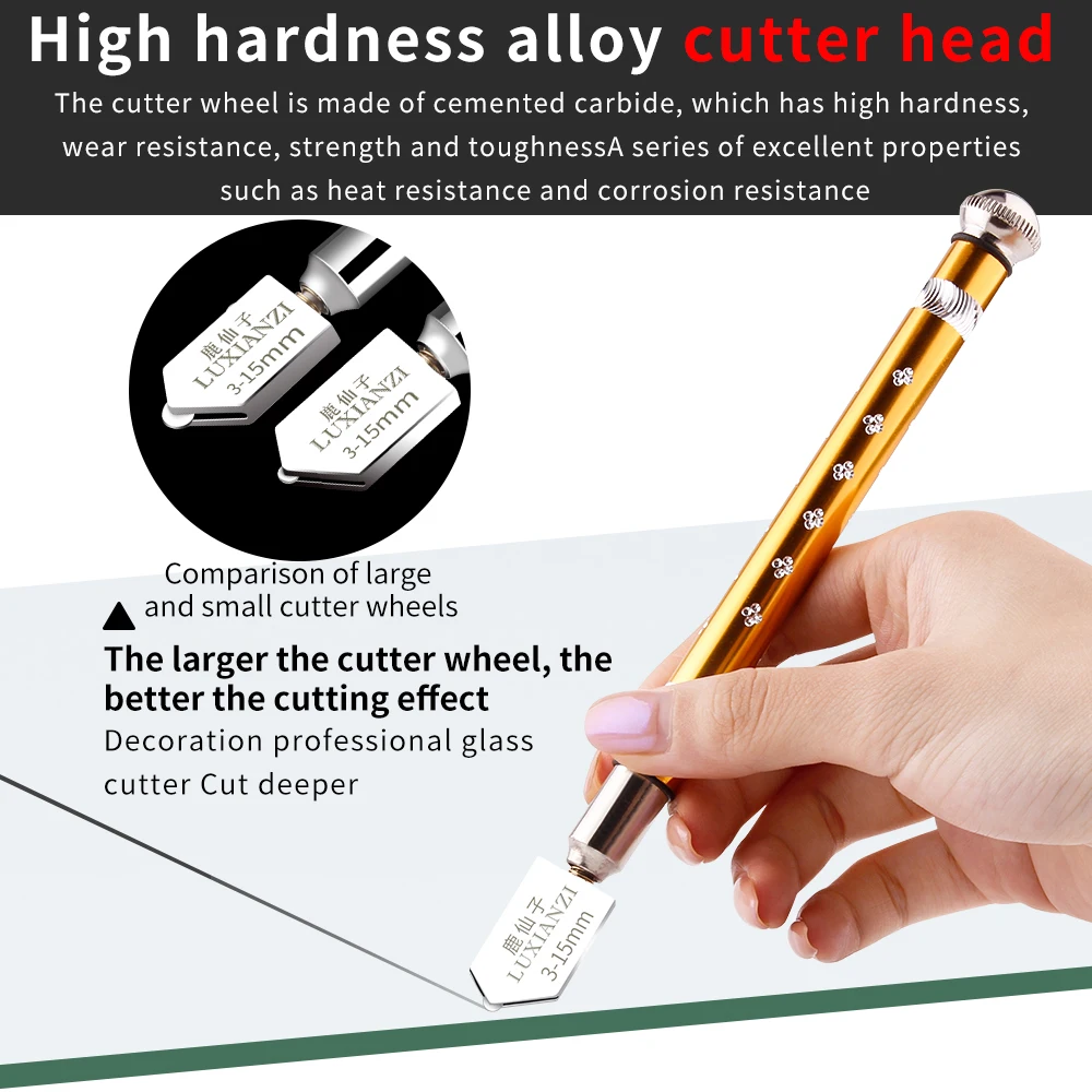 LUXIANZI Professional Glass Cutter Knife Wheel Blade Antislip  Metal Handle 150mm Diamond Tile Cutting Mirror Craft Hand Tools