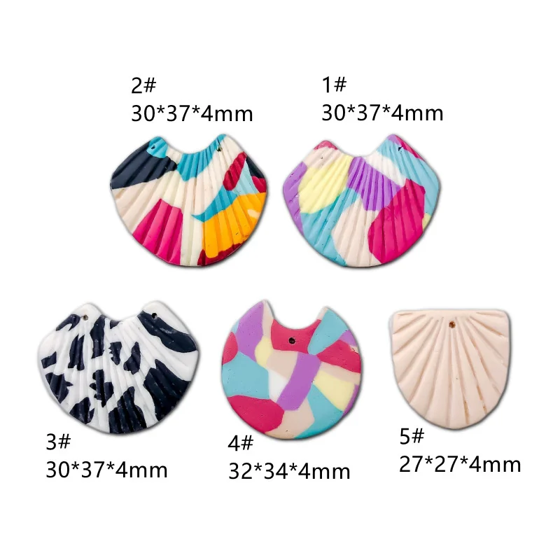 5PCS/lot Retro Color Double Hole Hanging Cute Polymer Clay Earrings for Women Fashion Jewelry Making Unique Design Earrings