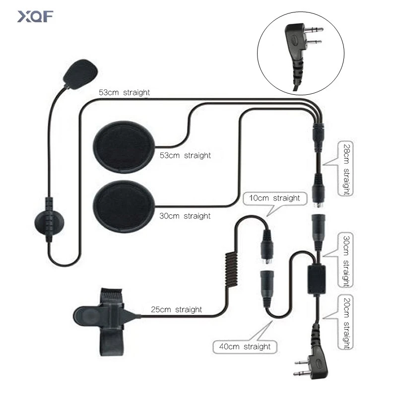 

F Half Helmet Headset 2 Pin PTT Motorcycle Headphone For Icom IC-F21/IC-F26/IC-IV8 Maxon Yaesu Vertex Ham Radio Two Way Radio