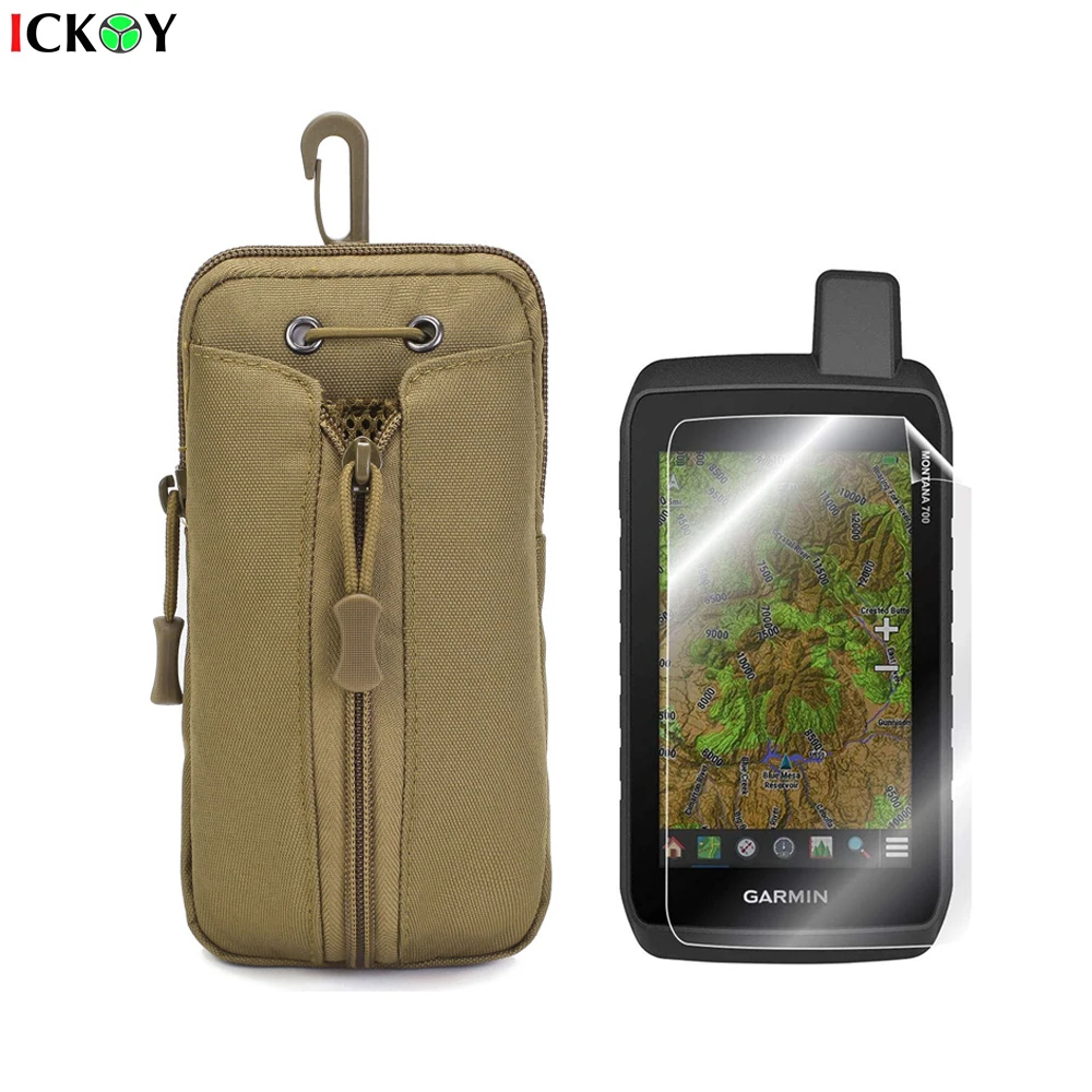 Military Tactical Pouch Case + Screen Protector Shield Film for Hiking GPS Montana 700 700i 750 750i Accessories