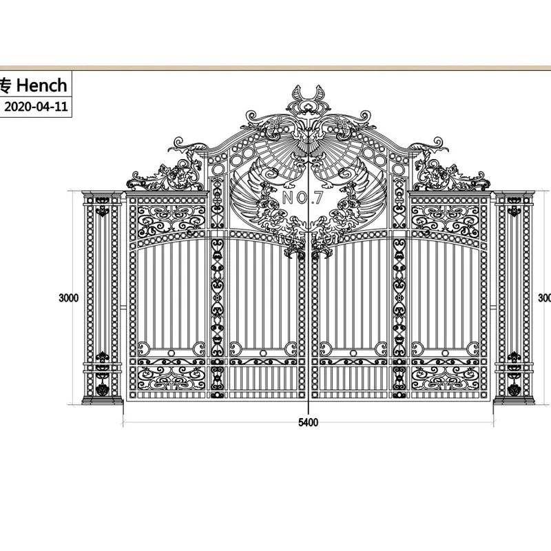 Wholesale Wrought Iron Home Garden Driveway Gates Designs HC- Wig6