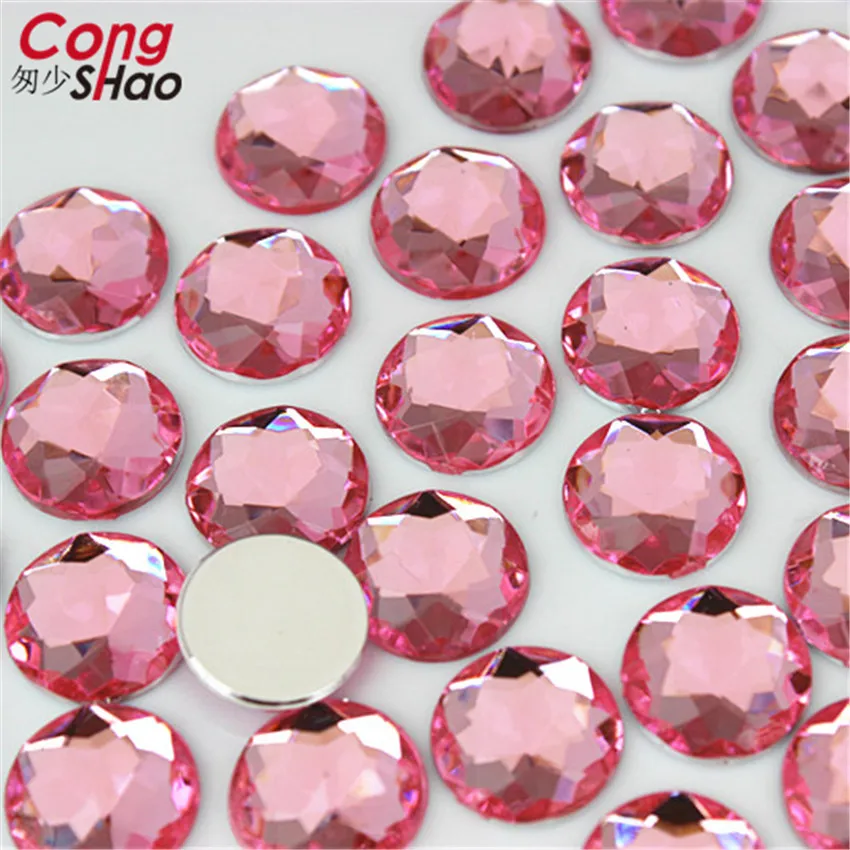 100Pcs 12mm Round Acrylic Rhinestones Applique Stones And Crystals Flat Back Beads DIY Wedding Dress Crafts Accessories 8Y91