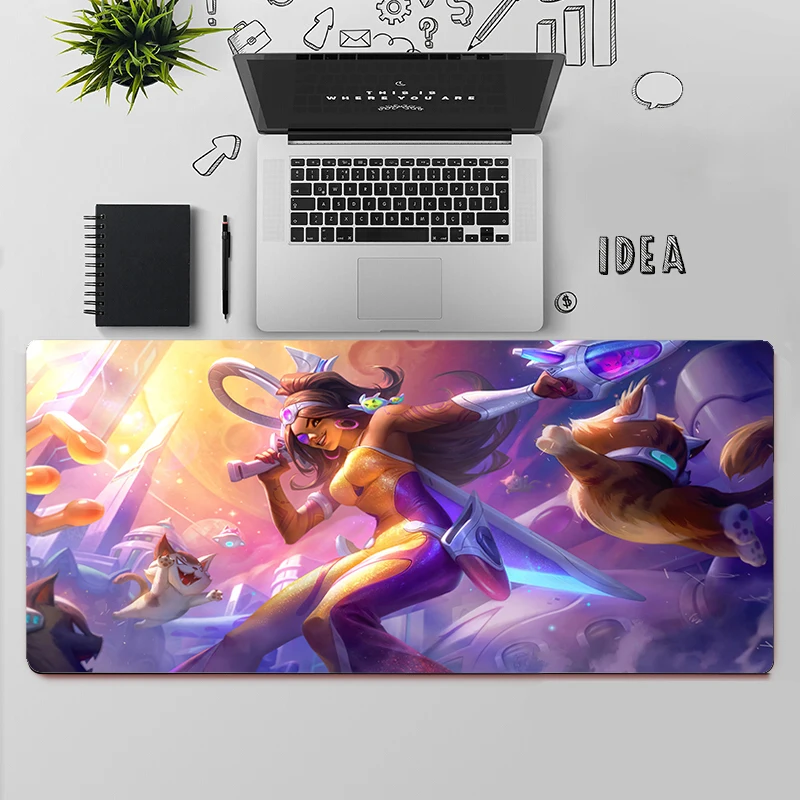 Liga das lendas samira jhin gaming mouse pad grande mouse pad gamer computador mouse tapete grande mousepad teclado tapete de mesa mause almofada