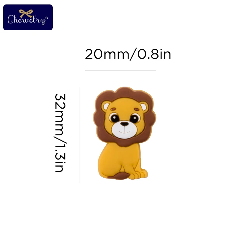 5PC Baby Teether Rodents Cute Lion Silicone Beads Baby Toys DIY Pacifier Chain Necklaces Pendant Bite Chew For Children Products