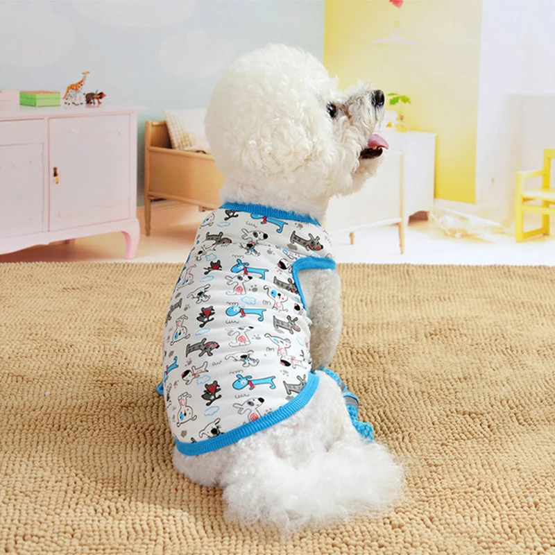 Printing Dog Clothes Sleeveless for Small Medium Dogs Carton Pattern Camouflage Dog Shirt Vest Lovely Puppy Accessories Bichon