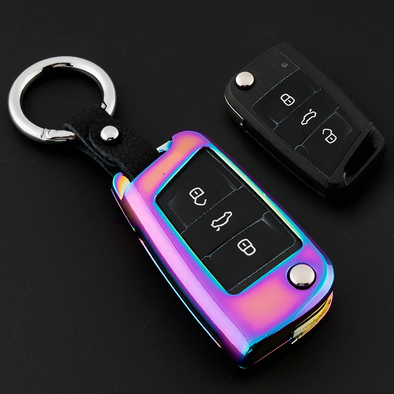 Colour Galvanized Alloy car key case cover protective shell holder for VW Passat Lavida Tiguan POLO Golf BORA Car Key protector