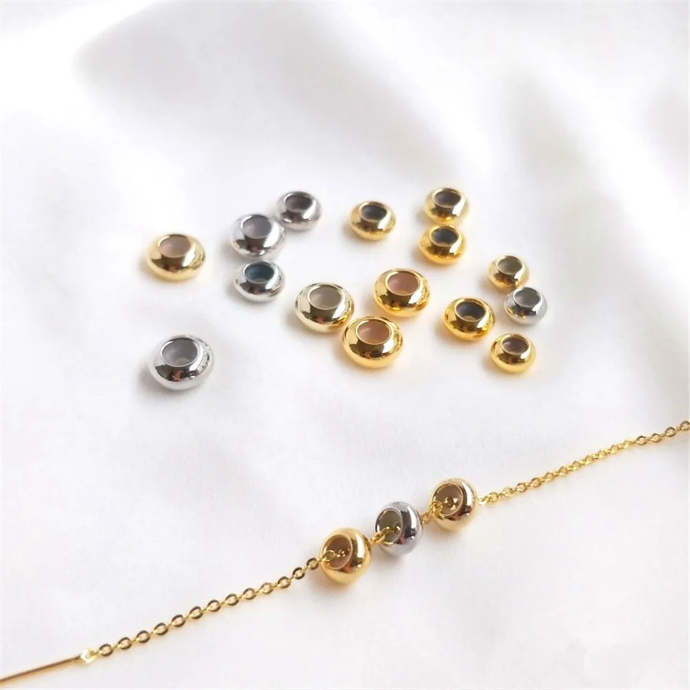 Real 18K Gold With silica gel wheel bead flat bead positioning bead adjustment bead DIY chain separator bead