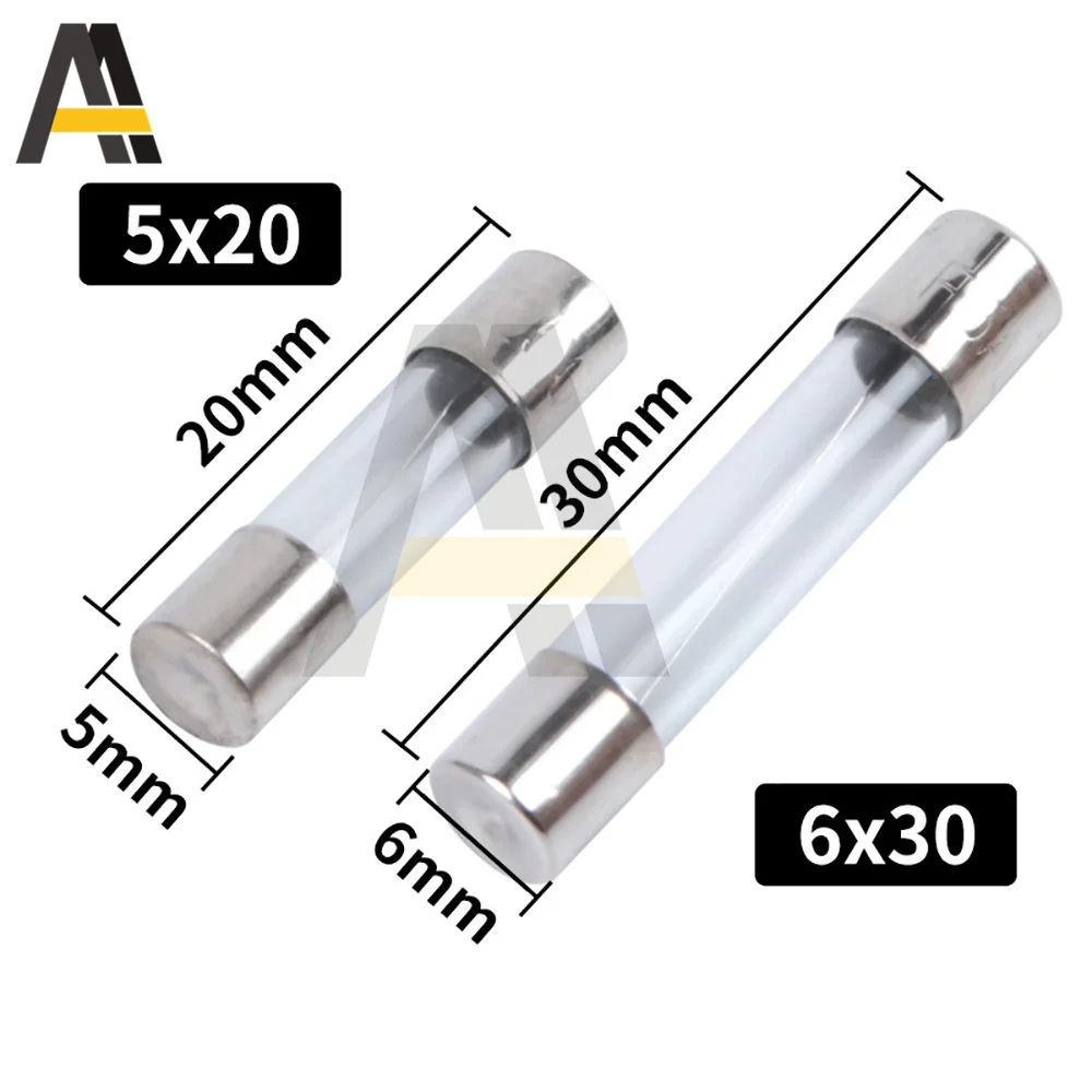 10pcs 5x20mm 6x30mm Glass Tube Fuse 1A 2A 3A 4A 5A 6A 7A 8A 10A Glass Fuse Fast Blow Glass Tube Fuses