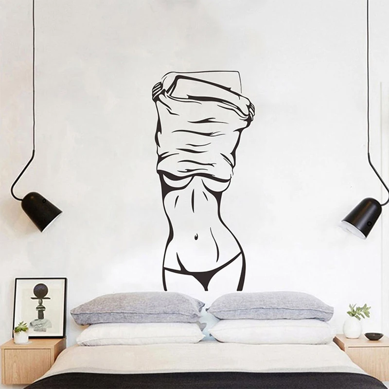 Pegatina de pared de chica Sexy creativa, decoración de fondo para sala de estar y dormitorio, Mural artístico, papel tapiz, decoración del hogar,