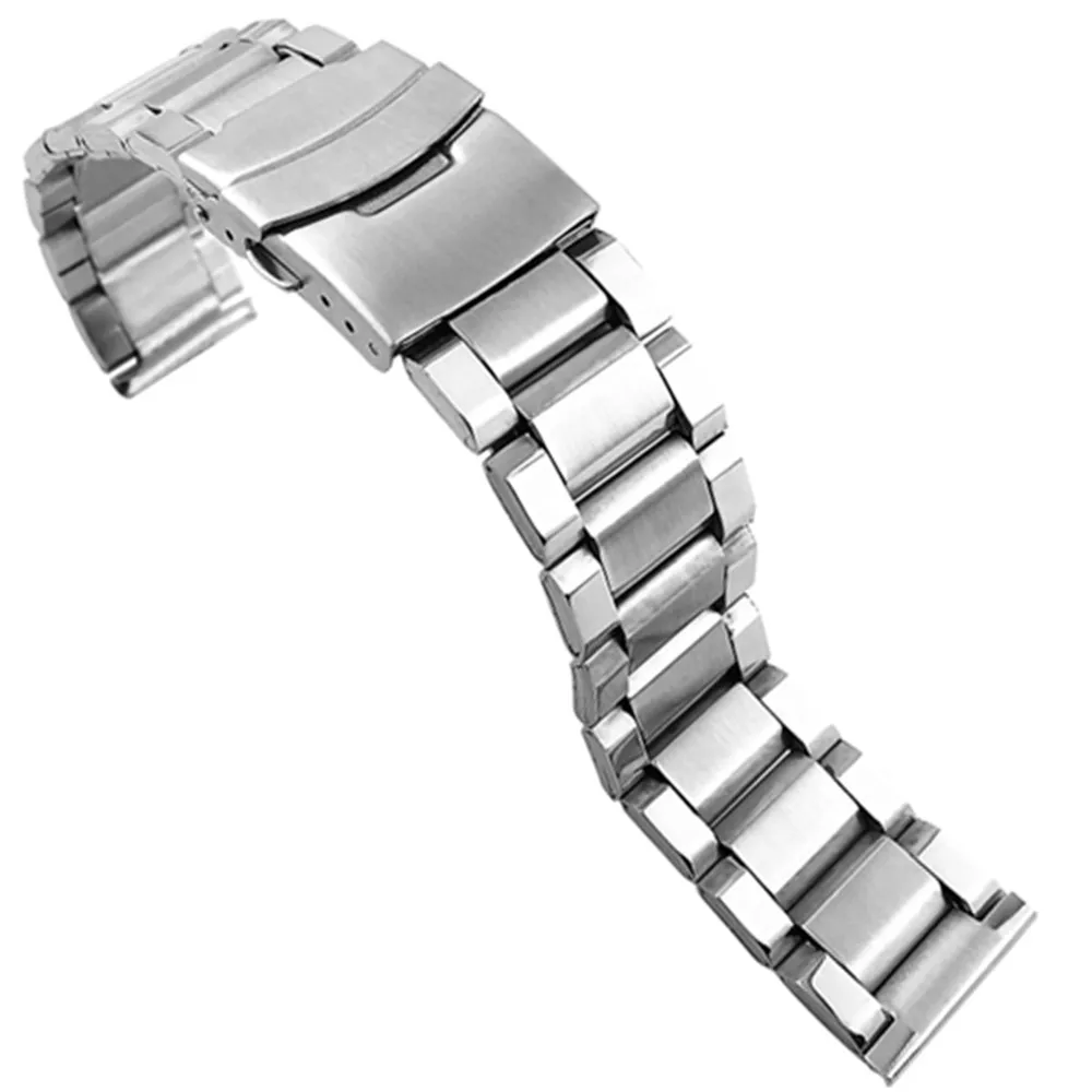 Stainless Steel Watch Strap Wrist Bracelet Silver Color Metal Watchband with Folding Clasp for Men Women 20/22/24mm