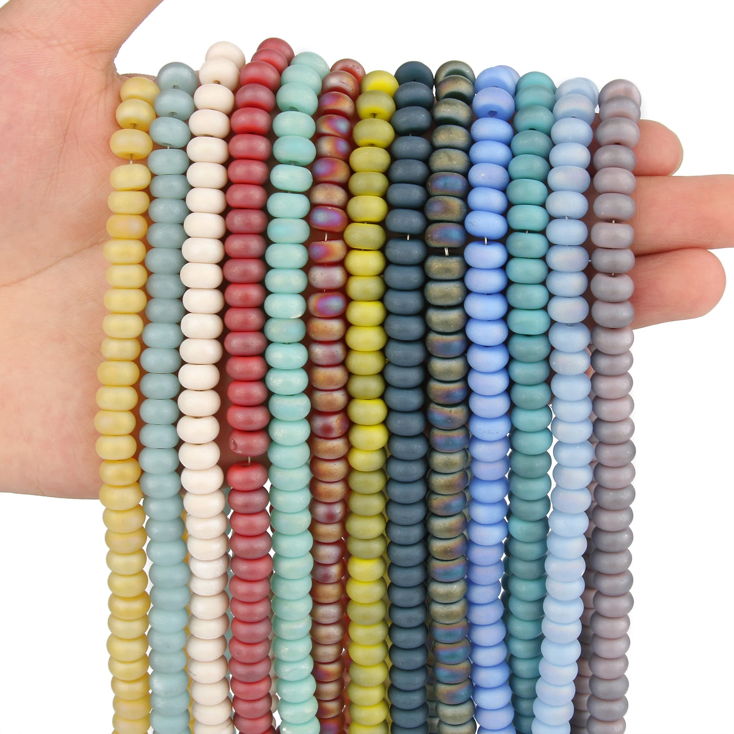 High Quality Matte AB Rondelle Crystal Glass Beads Loose Spacer  Glass Beads For Jewelry Making DIY Bracelet 8x5MM