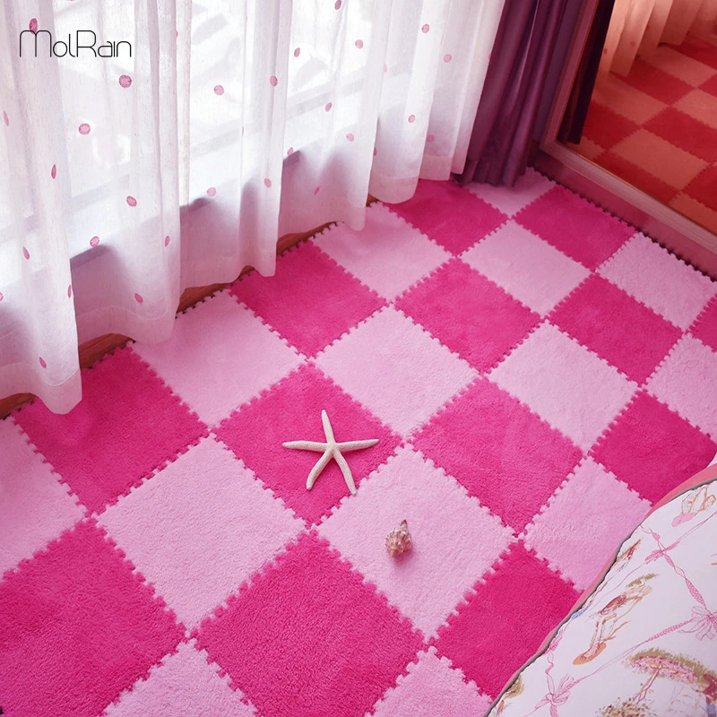 10pcs DIY Nordic Velvet Floor Mat Carpet Bedroom Shaggy Carpets Living Room Soft Floor Area Rug Children Kid Patchwork Plush Mat